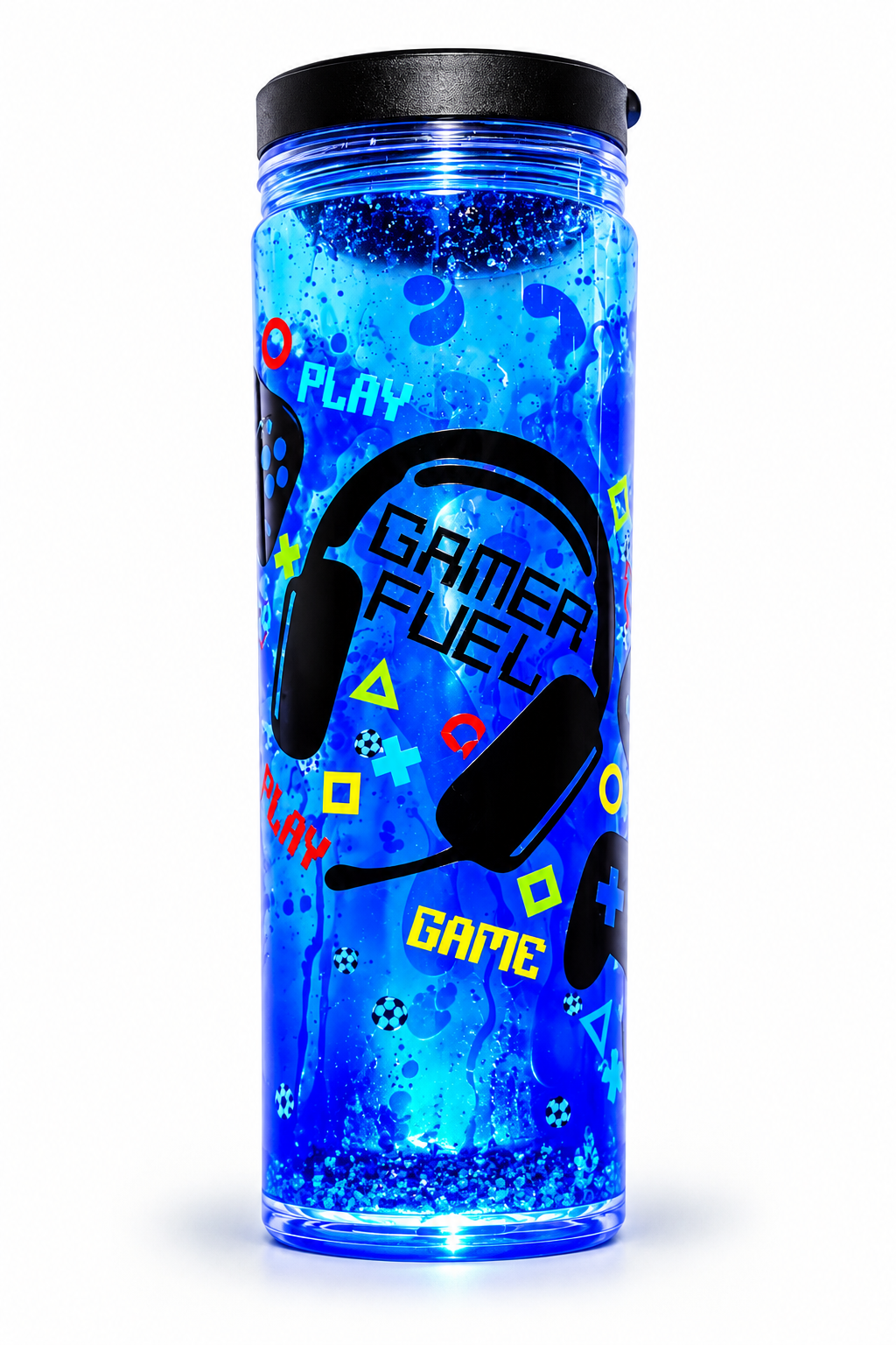 Gamer Fuel Lava Tumbler | Handmade Glitter Acrylic Cold Cup (16oz)