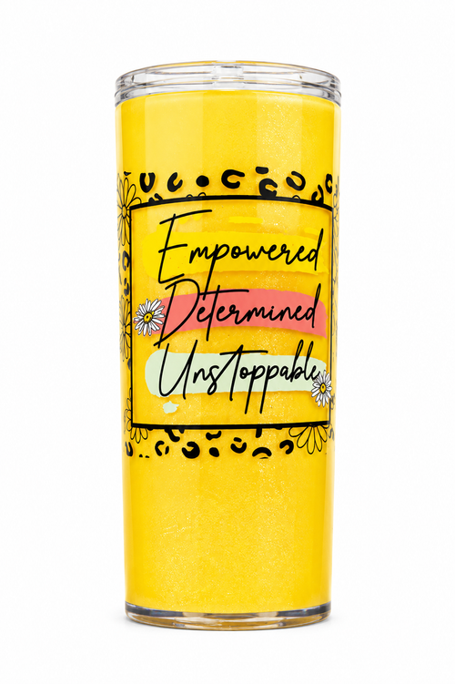 Empowered Snowglobe Tumbler | Handmade Glitter Acrylic Cold Cup (24oz)