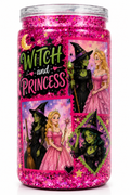 Witch & Princess Glitter Snow Globe Tumbler 16oz | Handmade Acrylic Cold Cup