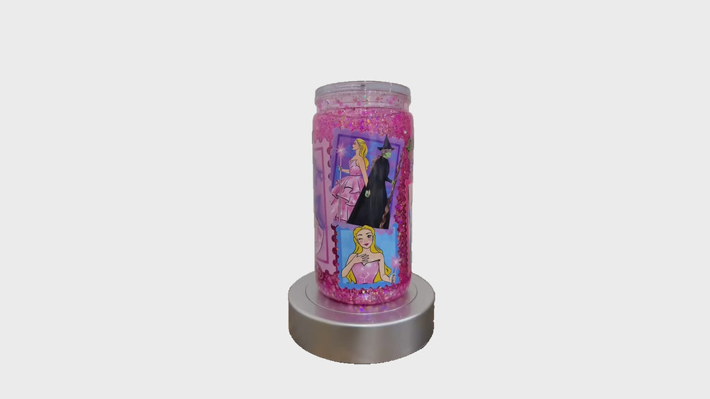 Witch & Princess Glitter Snow Globe Tumbler 16oz | Handmade Acrylic Cold Cup