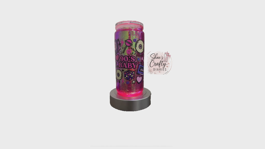 90’s Baby Glitter Snowglobe Tumbler | Handmade Acrylic Cold Cup (16oz)