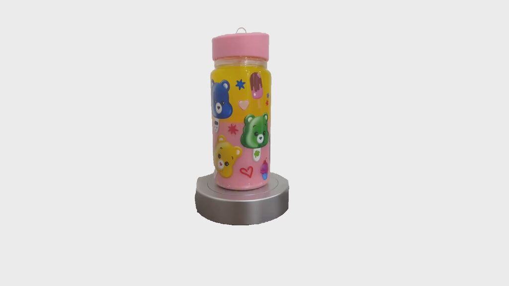 Care Bears Lava Flow Cup - Pink & Yellow | Handmade Glitter Acrylic Cold Cup (10oz)